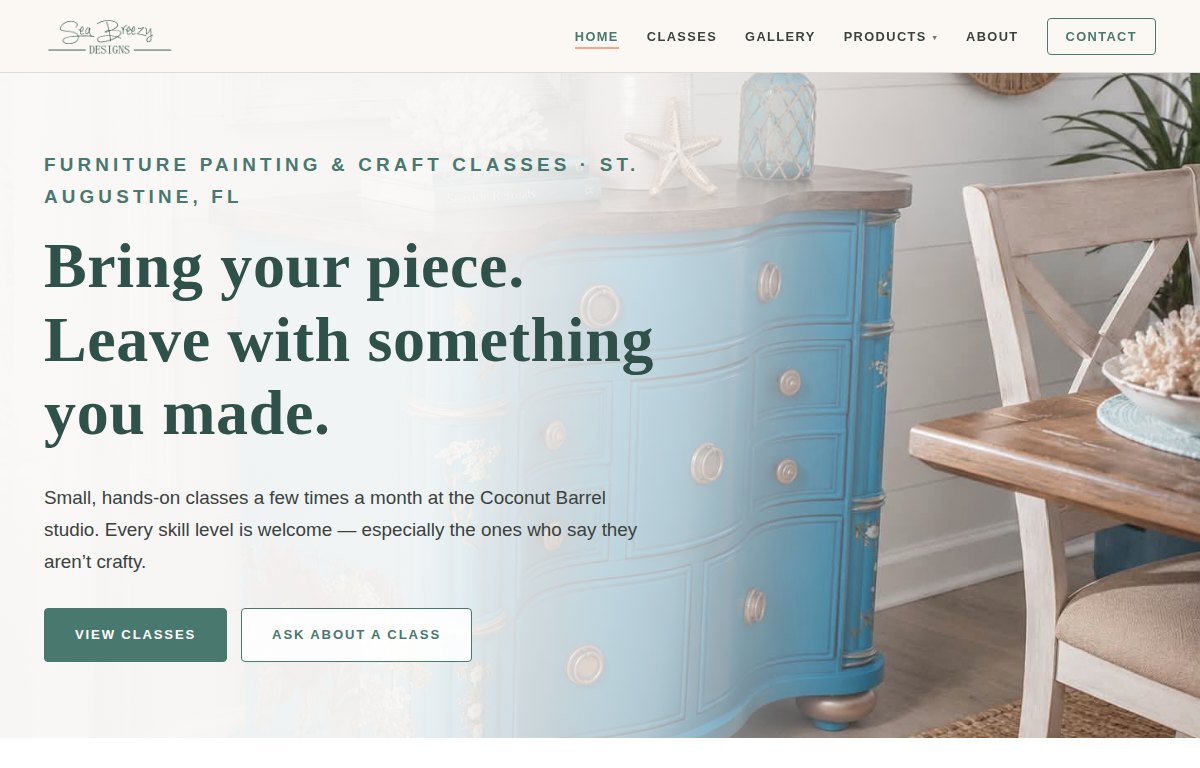 Homepage of SeaBreezy Designs at seabreezy.com